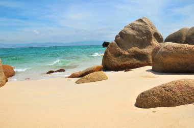 Binh Thuan eyaletinde Cu Lao Cau adasında güzel deniz manzarası, Vietnam.