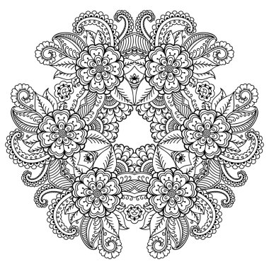 Vektör kına dövme mandala. Mehndi stili.