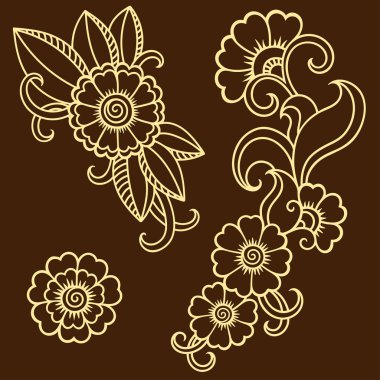Kına dövme çiçek şablon mehndi tarzı.