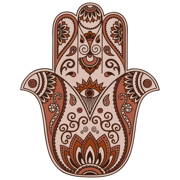 Kleur vector hamsa hand getekend symbool. — Stockvector