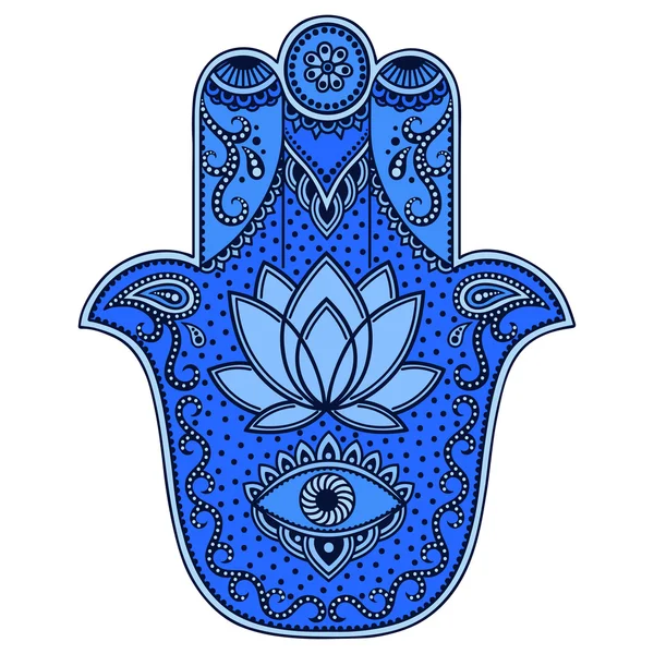 Color vector hamsa hand drawn symbol. — Stock Vector