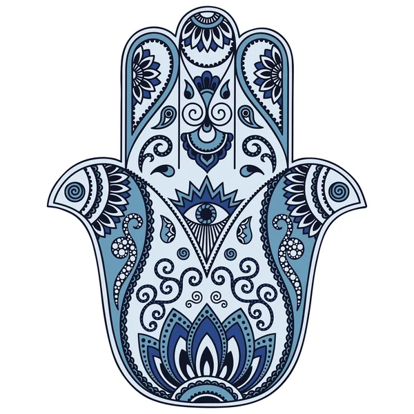 Kleur vector hamsa hand getekend symbool. — Stockvector