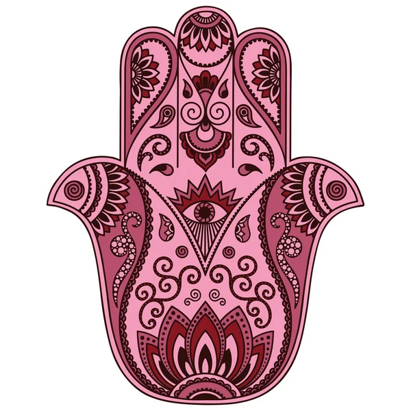 Color vector hamsa hand drawn symbol. — Stock Vector