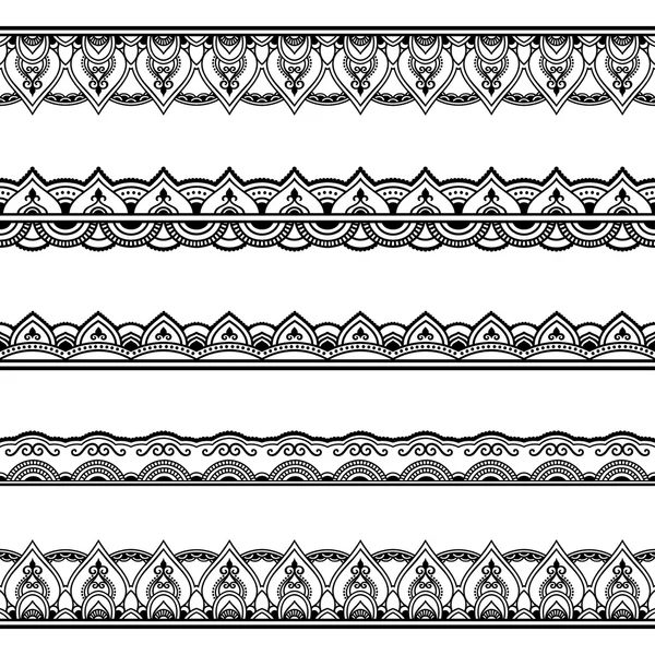 Confini senza soluzione di continuità hennè vettoriale. Stile Mehndi . — Vettoriale Stock