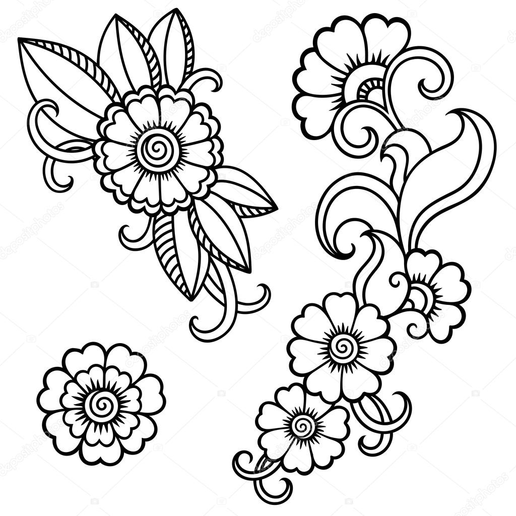 Henna tattoo flower template in mehndi style. — Stock Vector © rugame ...