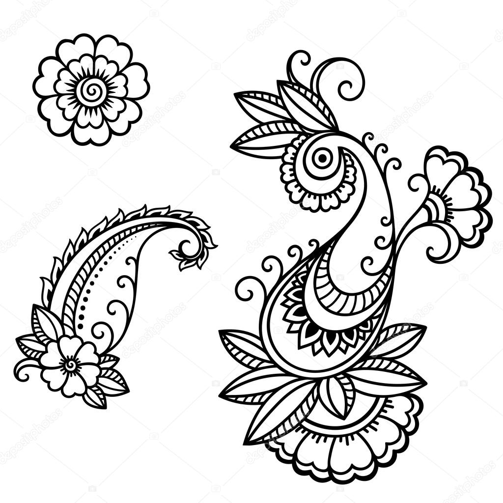 Henna tattoo flower template in mehndi style. — Stock Vector © 103609962