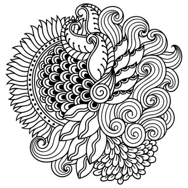 Kına dövme çiçek şablon. Mehndi.