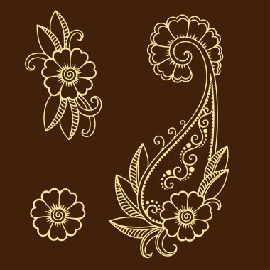 Kına dövme çiçek şablon. Mehndi.