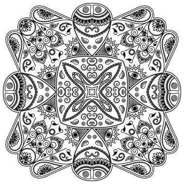 Vektör kına dövme mandala. Mehndi stili.