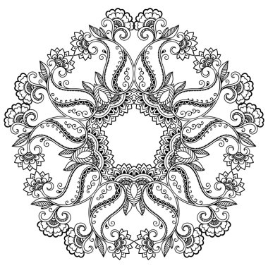 Vektör kına dövme mandala. Mehndi stili.