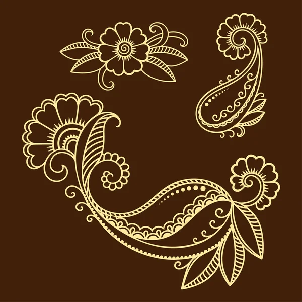 Hennafestés virág sablon. Mehndi. — Stock Vector