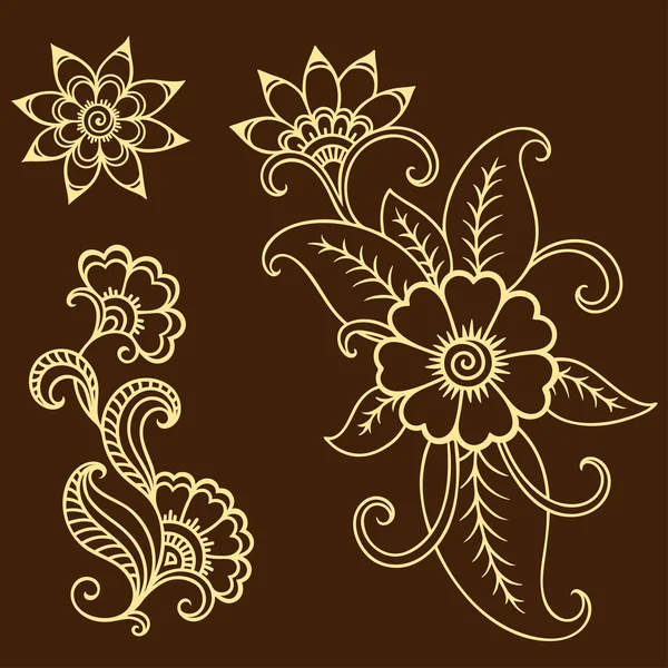 Modelo de flor de tatuagem de hena. Mehndi . —  Vetores de Stock