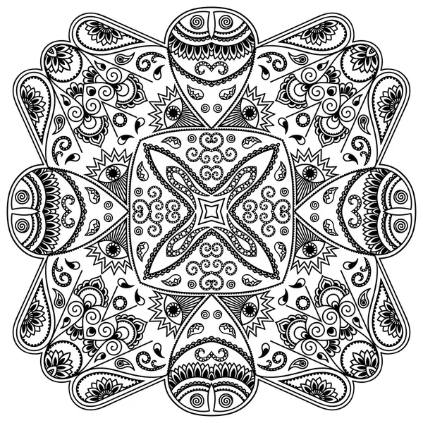 Mandala tatoo all'hennè vettoriale. Stile Mehndi . — Vettoriale Stock