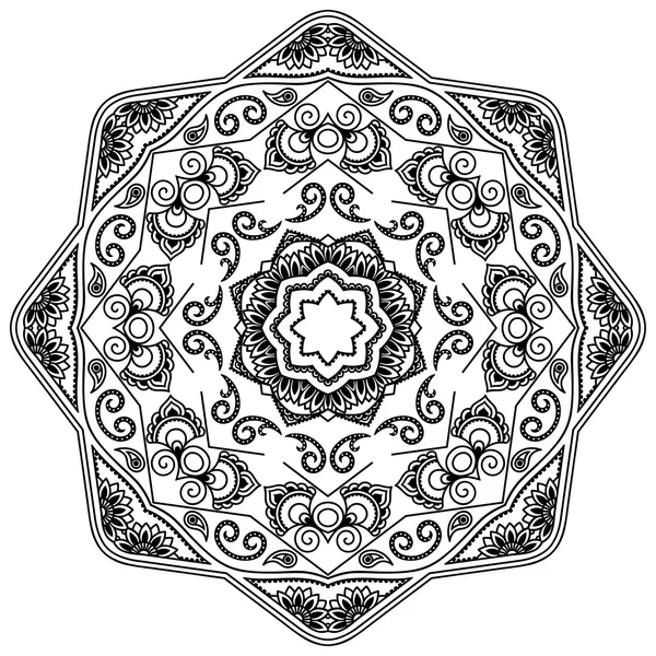 Vektör kına dövme mandala. Mehndi stili. — Stok Vektör