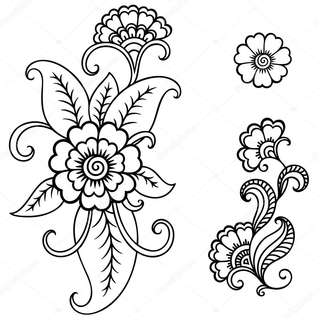 Simple henna designs template | Henna tattoo flower template.Mehndi ...