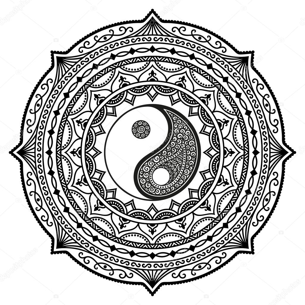 Download Vector henna tatoo mandala. Yin-yang decorative symbol ...