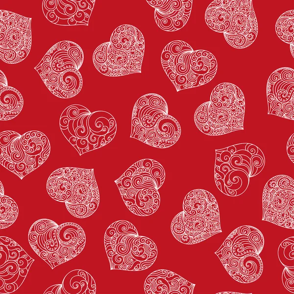 Red hearts. Seamless vector pattern. — Stock Vector