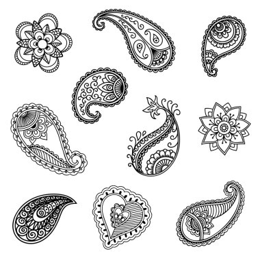 Kına dövme çiçek şablon. Mehndi.