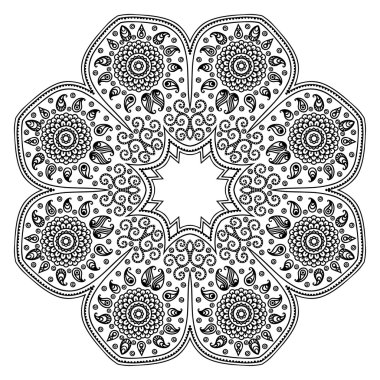 Vektör kına dövme mandala. Mehndi stili.