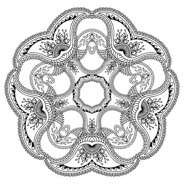 Vektör kına dövme mandala. Mehndi stili.