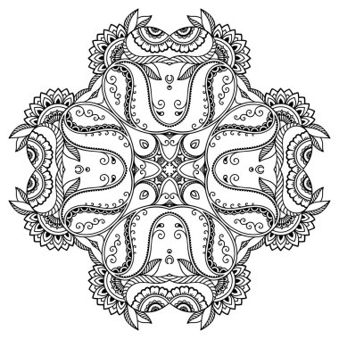 Vektör kına dövme mandala. Mehndi stili.