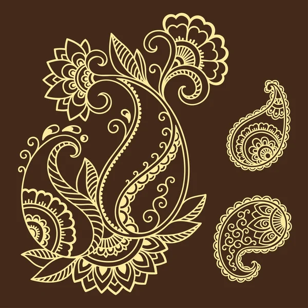 Henna tattoo bloem sjabloon. Mehndi. — Stockvector