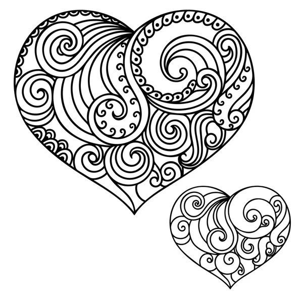 Decorative doodle heart in mhendi style. — Stock Vector
