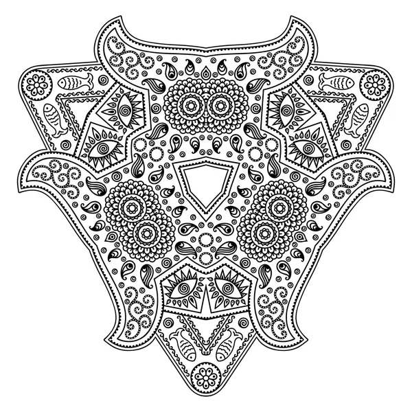 Mandala tatoo all'hennè vettoriale. Stile Mehndi . — Vettoriale Stock