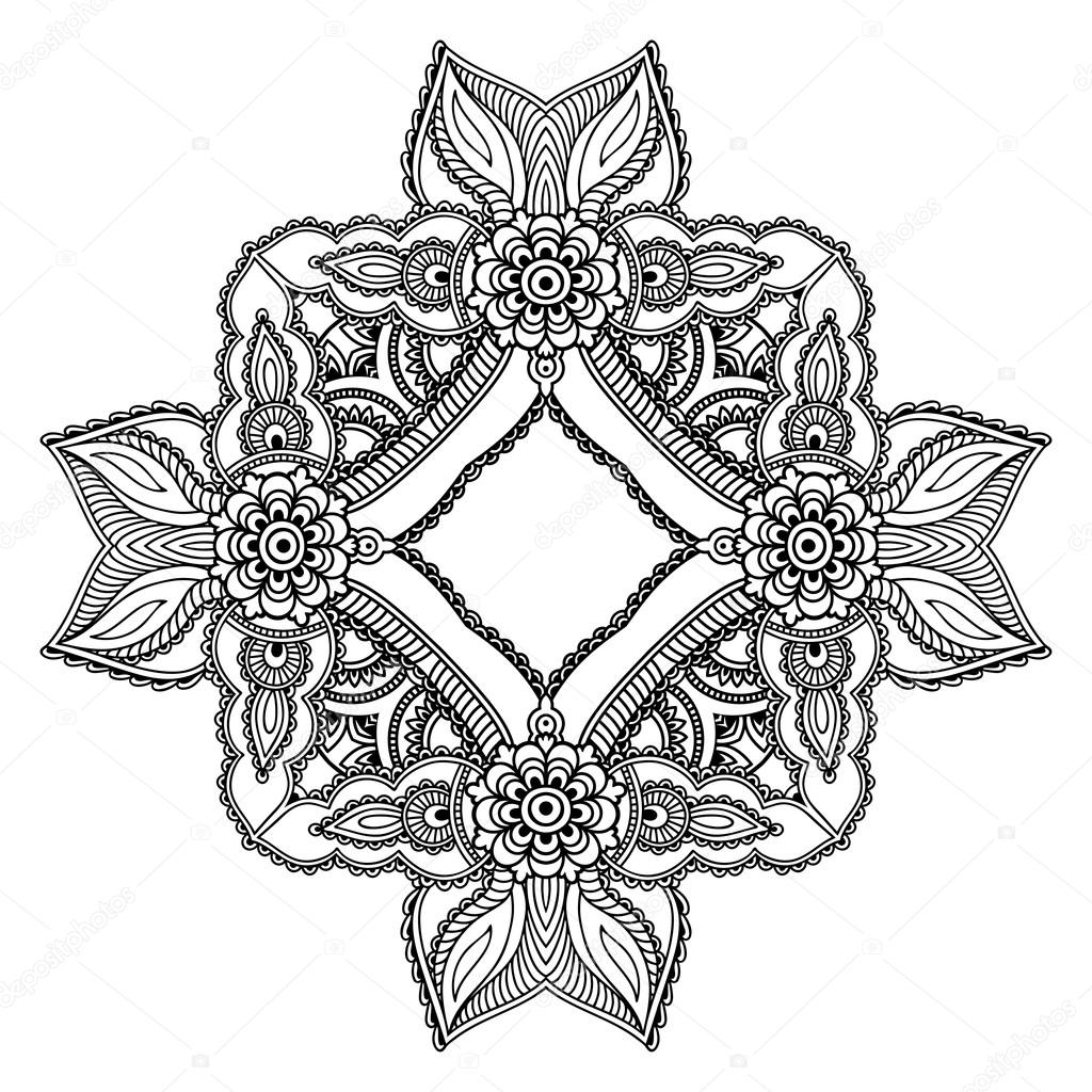 Vector henna tatoo mandala. Mehndi style.