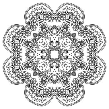 Vektör kına dövme mandala. Mehndi stili.