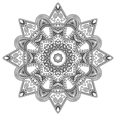 Vektör kına dövme mandala. Mehndi stili.