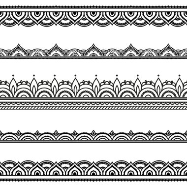 Vektör kına kesintisiz kenarlıklar. Mehndi stili.