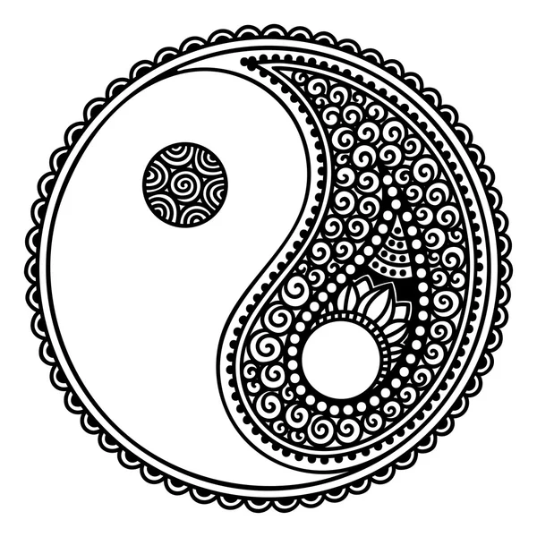 Símbolo decorativo Yin-yang. Elemento de diseño estilo vintage dibujado a mano . — Archivo Imágenes Vectoriales