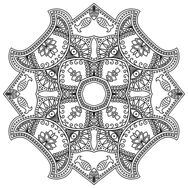 Vector henna tatoo mandala. Estilo Mehndi . — Vetor de Stock