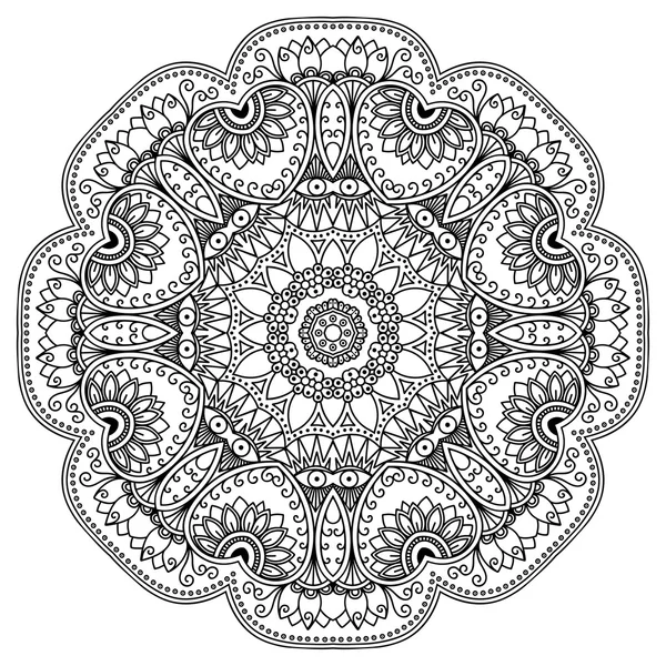 Mandala tatoo all'hennè vettoriale. Stile Mehndi . — Vettoriale Stock