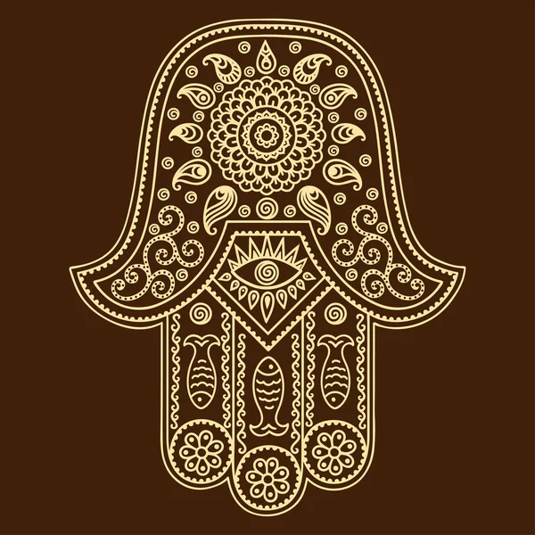 Vector hamsa hand getekend symbool — Stockvector