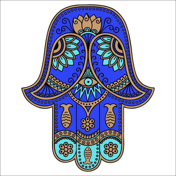 Color vector hamsa hand drawn symbol. — Stock Vector