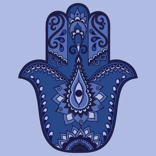 Kleur vector hamsa hand getekend symbool. — Stockvector