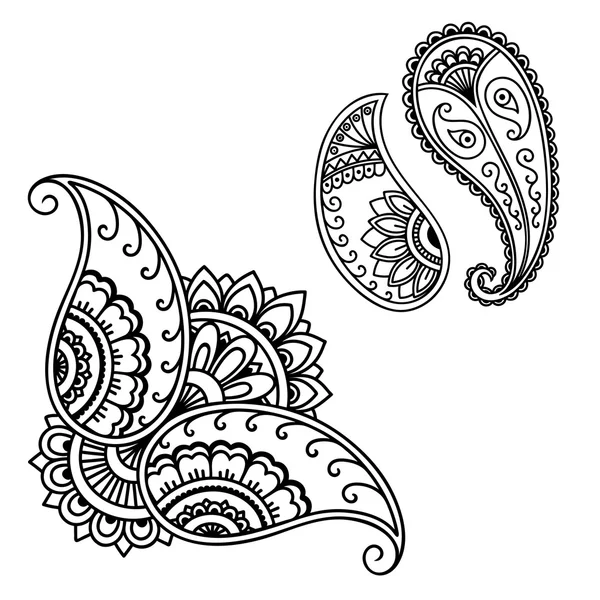 Plantilla de flores de tatuaje de henna. Mehndi . — Archivo Imágenes Vectoriales