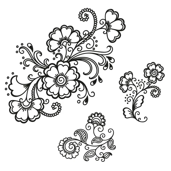 Modèle de fleur de tatouage au henné. Mehndi . — Image vectorielle