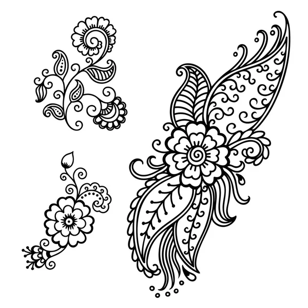 Modèle de fleur de tatouage au henné. Mehndi . — Image vectorielle