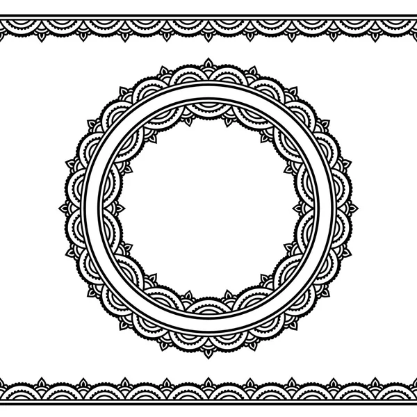 Vector henna bordes sin costura y patrón circular. Estilo Mehndi . — Archivo Imágenes Vectoriales