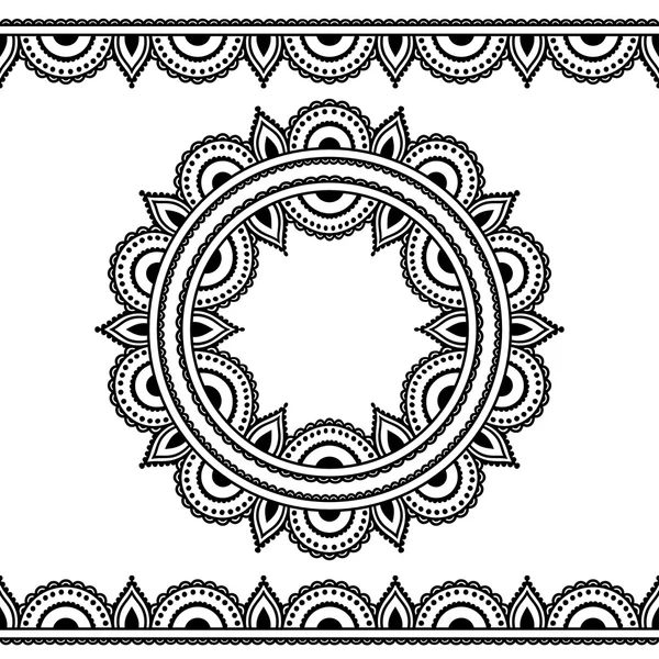 Vector henna bordes sin costura y patrón circular. Estilo Mehndi . — Vector de stock