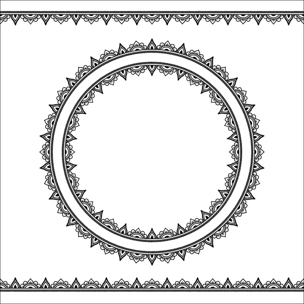 Vektor Henna nahtlose Grenzen und kreisförmige Muster. mehndi-Stil. — Stockvektor
