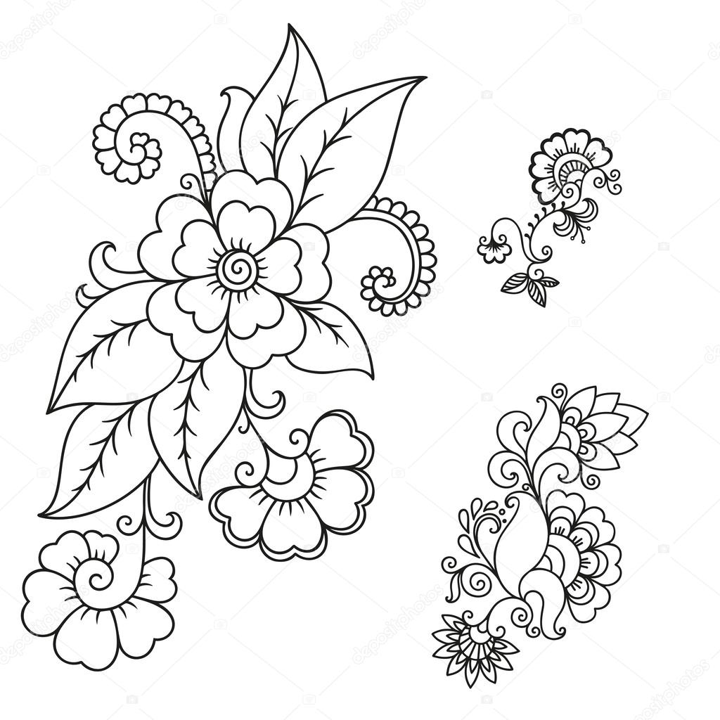 Henna tattoo flower template.Mehndi.