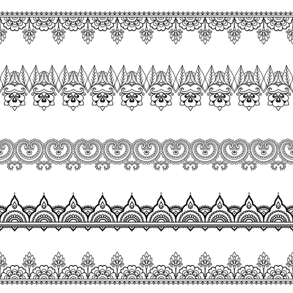 Vector henna naadloze randen. Mehndi stijl. — Stockvector