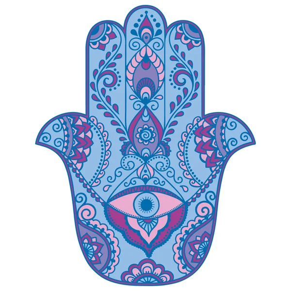 Couleur vecteur hamsa dessiné à la main symbole . — Image vectorielle