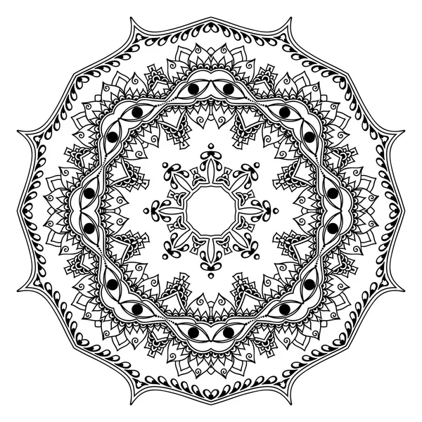 Mandala tatoo all'hennè vettoriale. Stile Mehndi . — Vettoriale Stock