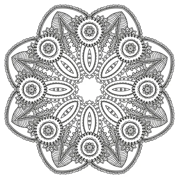 Mandala tatoo all'hennè vettoriale. Stile Mehndi . — Vettoriale Stock