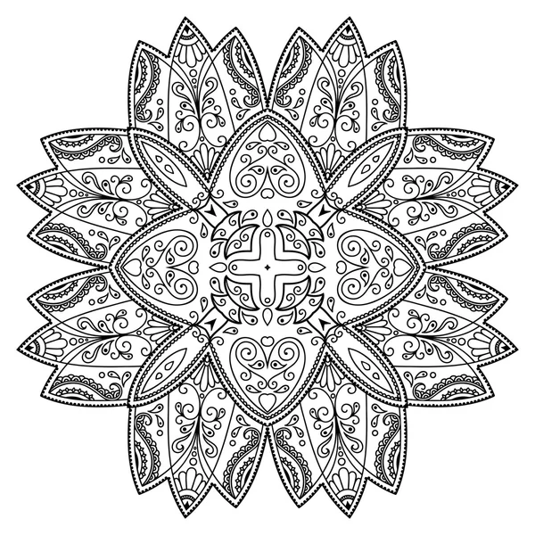 Mandala tatoo all'hennè vettoriale. Stile Mehndi . — Vettoriale Stock